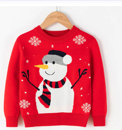 Cartoon Christmas Red Snowman Pullover Sweater